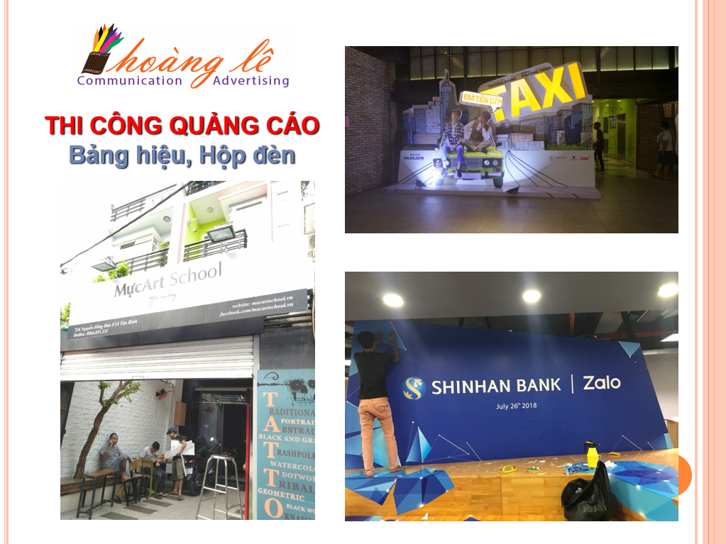 Thi công bảng hiệu, hộp đèn, chữ nổi